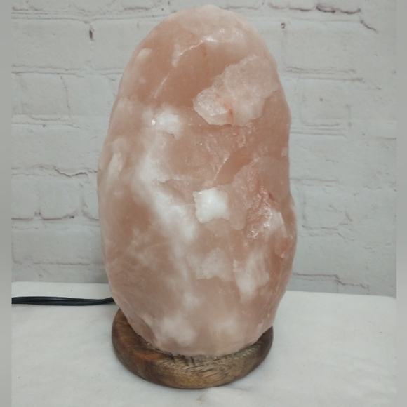 Natural Pink  HIMALAYAN salt Lamp on Wood Base 2 Setting Low / High Switch 8.5" - Picture 2 of 11